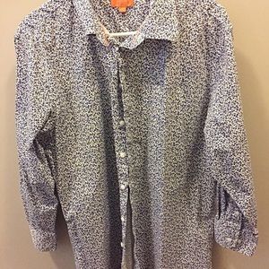 Tallia Blue Floral Slim Fit Dress Shirt (17 32/33)